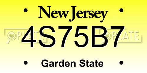4S75B7 New Jersey License Plate