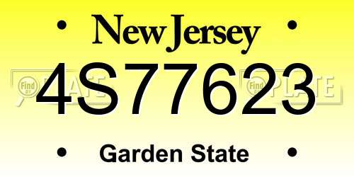 4S77623 New Jersey License Plate