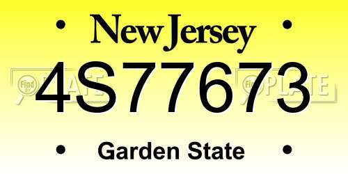 4S77673 New Jersey License Plate