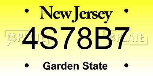 4S78B7 New Jersey License Plate