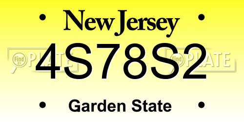 4S78S2 New Jersey License Plate