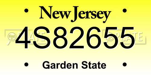 4S82655 New Jersey License Plate