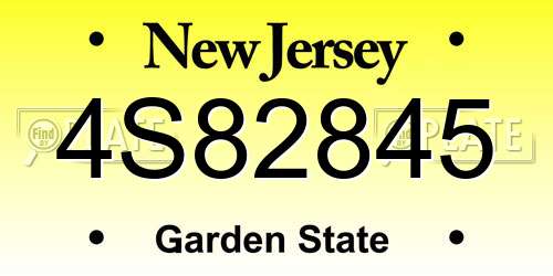 4S82845 New Jersey License Plate