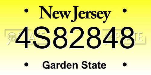 4S82848 New Jersey License Plate