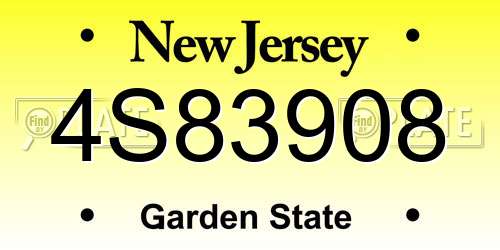 4S83908 New Jersey License Plate