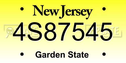 4S87545 New Jersey License Plate