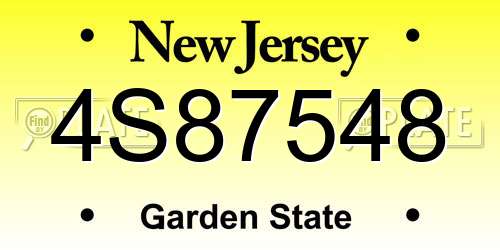 4S87548 New Jersey License Plate