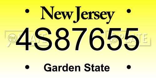 4S87655 New Jersey License Plate