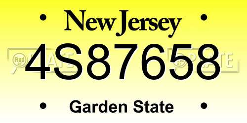 4S87658 New Jersey License Plate