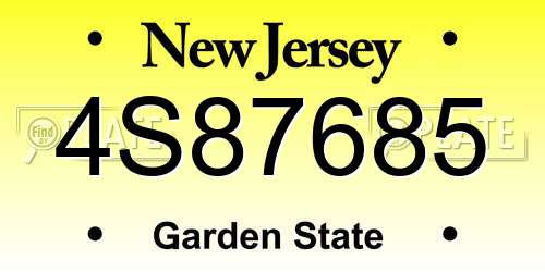4S87685 New Jersey License Plate