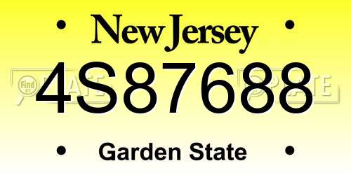 4S87688 New Jersey License Plate