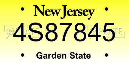 4S87845 New Jersey License Plate