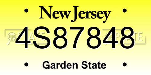 4S87848 New Jersey License Plate