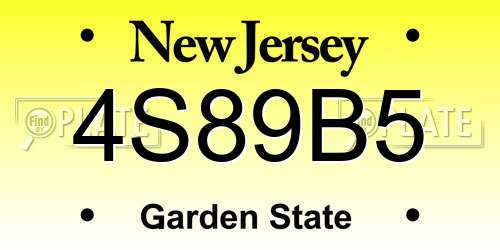 4S89B5 New Jersey License Plate