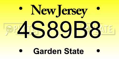 4S89B8 New Jersey License Plate