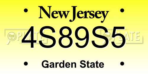 4S89S5 New Jersey License Plate