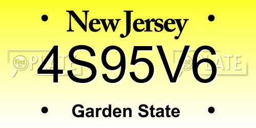 4S95V6 New Jersey License Plate