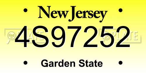 4S97252 New Jersey License Plate