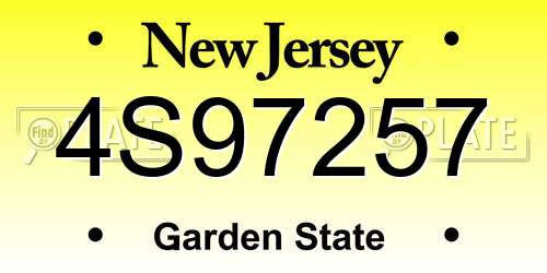 4S97257 New Jersey License Plate