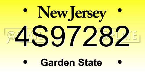 4S97282 New Jersey License Plate