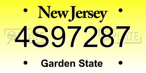4S97287 New Jersey License Plate