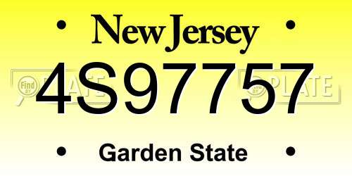 4S97757 New Jersey License Plate