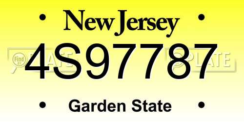 4S97787 New Jersey License Plate