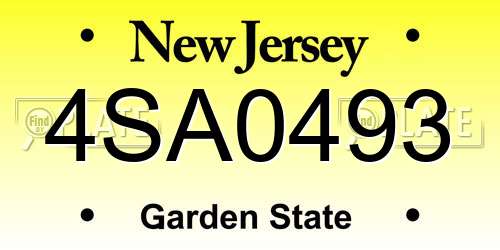 4SA0493 New Jersey License Plate