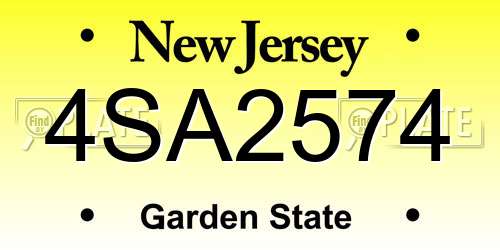 4SA2574 New Jersey License Plate