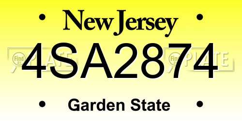 4SA2874 New Jersey License Plate