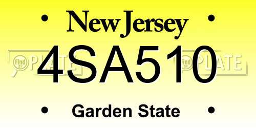 4SA510 New Jersey License Plate
