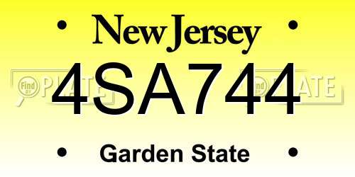 4SA744 New Jersey License Plate