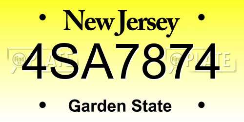 4SA7874 New Jersey License Plate