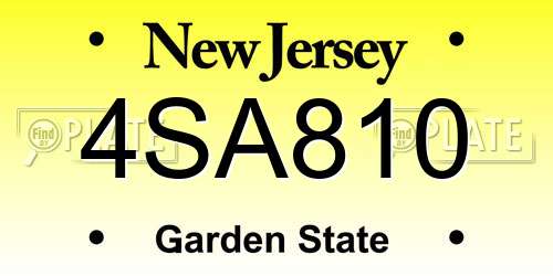 4SA810 New Jersey License Plate