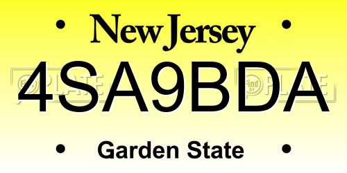 4SA9BDA New Jersey License Plate