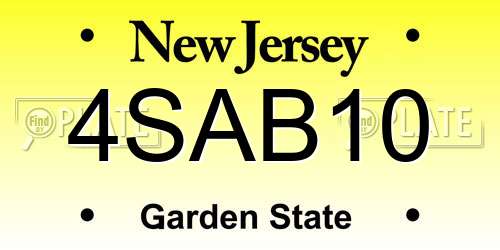 4SAB10 New Jersey License Plate