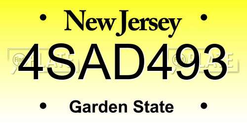 4SAD493 New Jersey License Plate