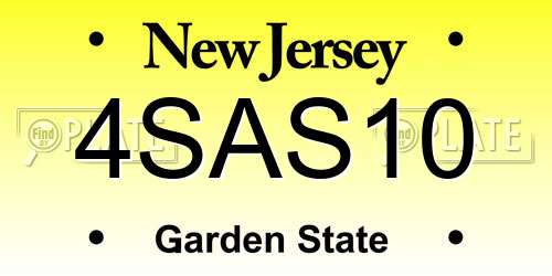 4SAS10 New Jersey License Plate