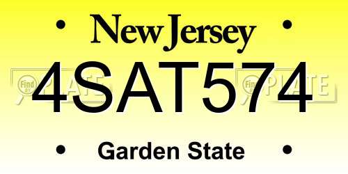 4SAT574 New Jersey License Plate