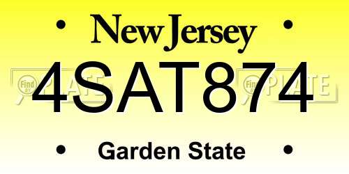 4SAT874 New Jersey License Plate