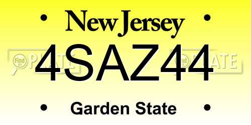 4SAZ44 New Jersey License Plate