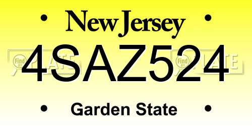4SAZ524 New Jersey License Plate