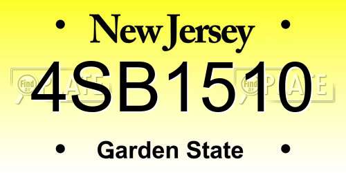 4SB1510 New Jersey License Plate