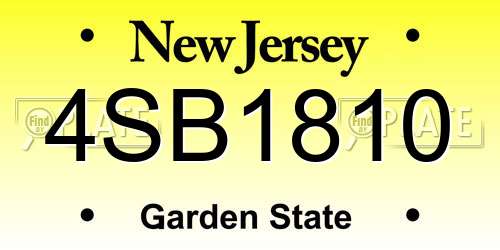 4SB1810 New Jersey License Plate