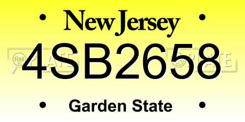 4SB2658 New Jersey License Plate