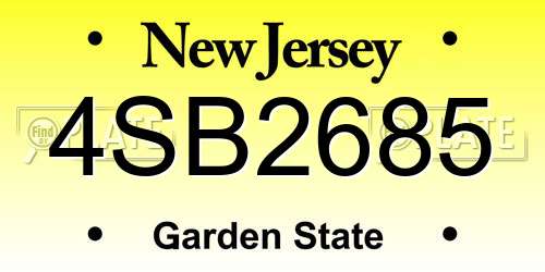 4SB2685 New Jersey License Plate