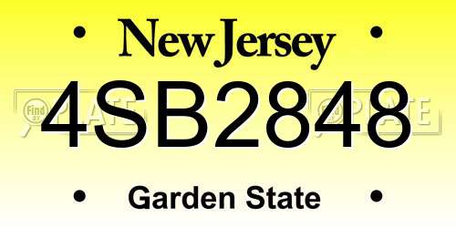 4SB2848 New Jersey License Plate