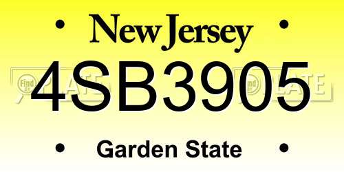 4SB3905 New Jersey License Plate