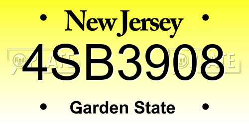 4SB3908 New Jersey License Plate