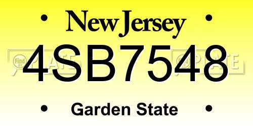 4SB7548 New Jersey License Plate